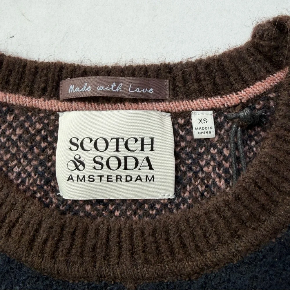 Scotch and Soda Sweater Argyle NEW Crewneck Scandi luxury academia prep - Picture 4 of 7
